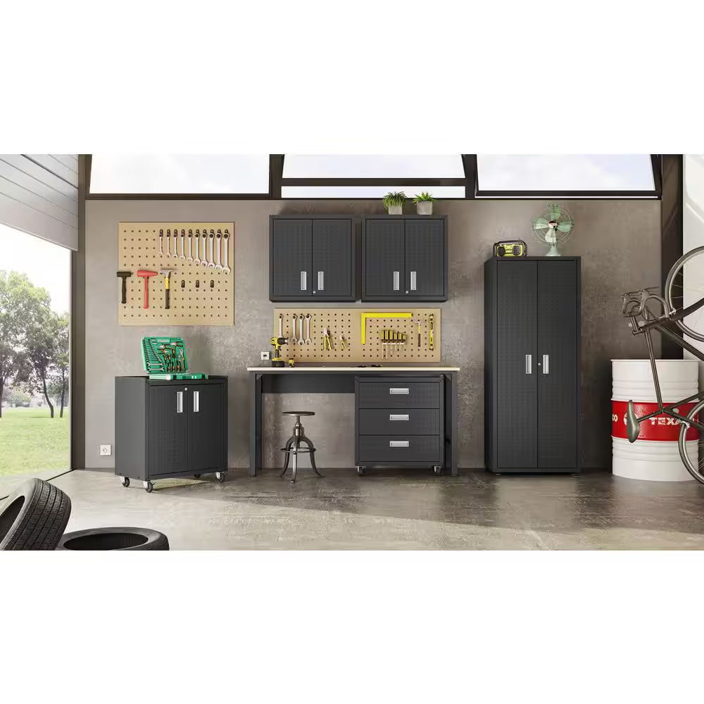 Fortress 30.3 In. W X 74.8 In. H X 18.2 In. D 4-Shelf Metal Freestanding Garage Cabinet in Charcoal Grey