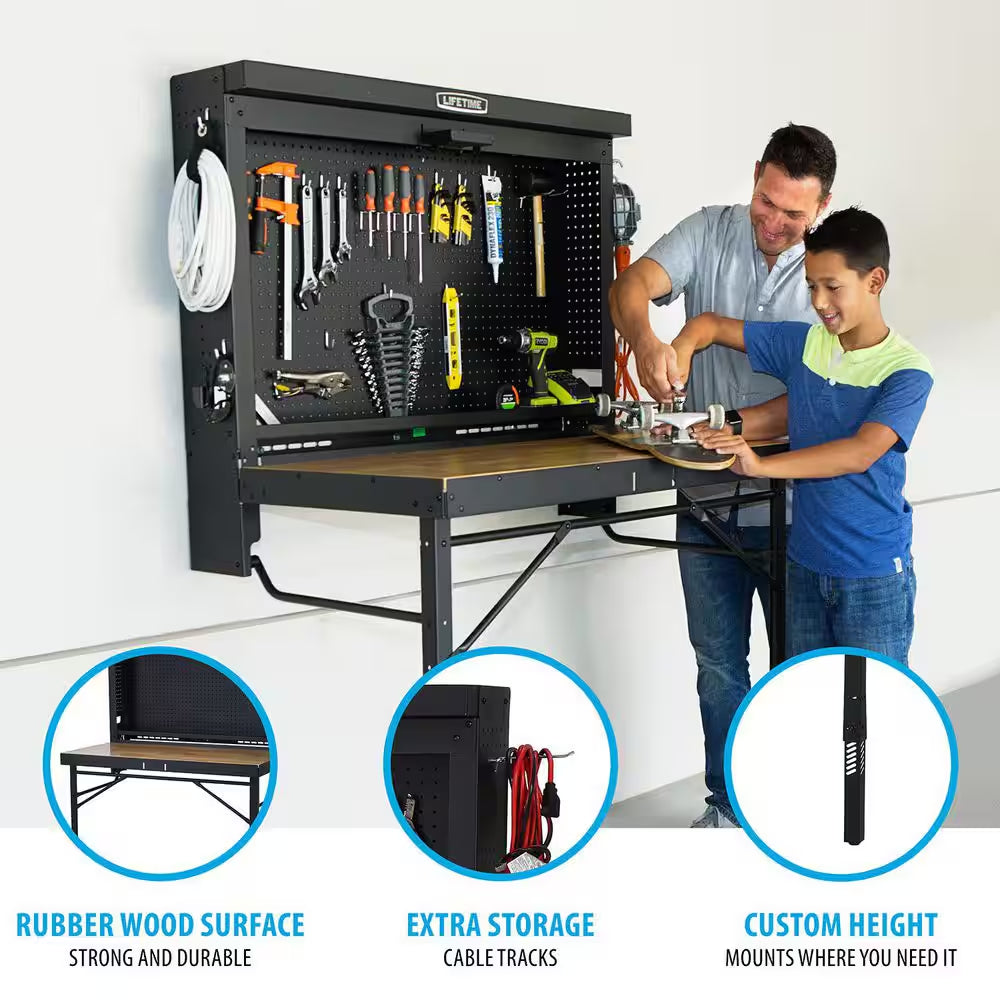 47 In. W X 31 In. D Wall-Mounted Folding Work Table