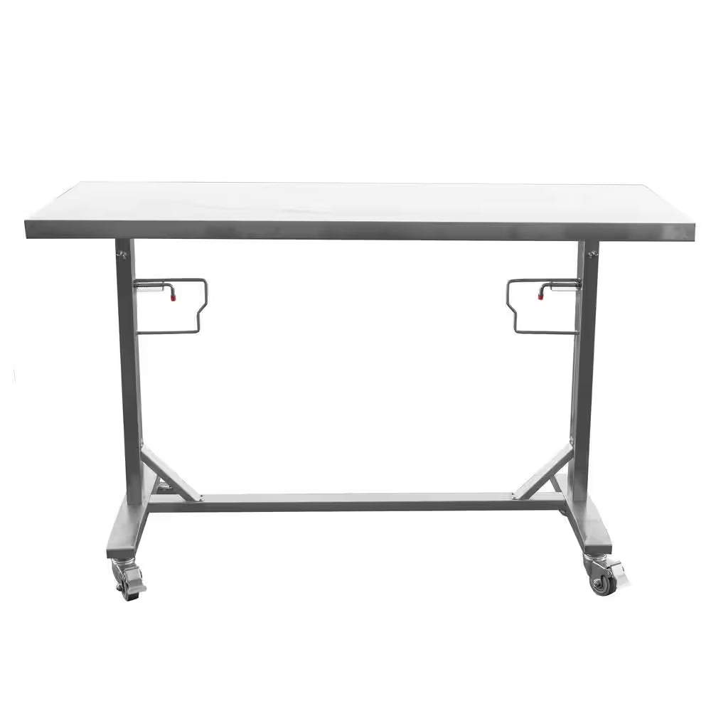 62 In. Stainless Steel Adjustable Work Table with Casters
