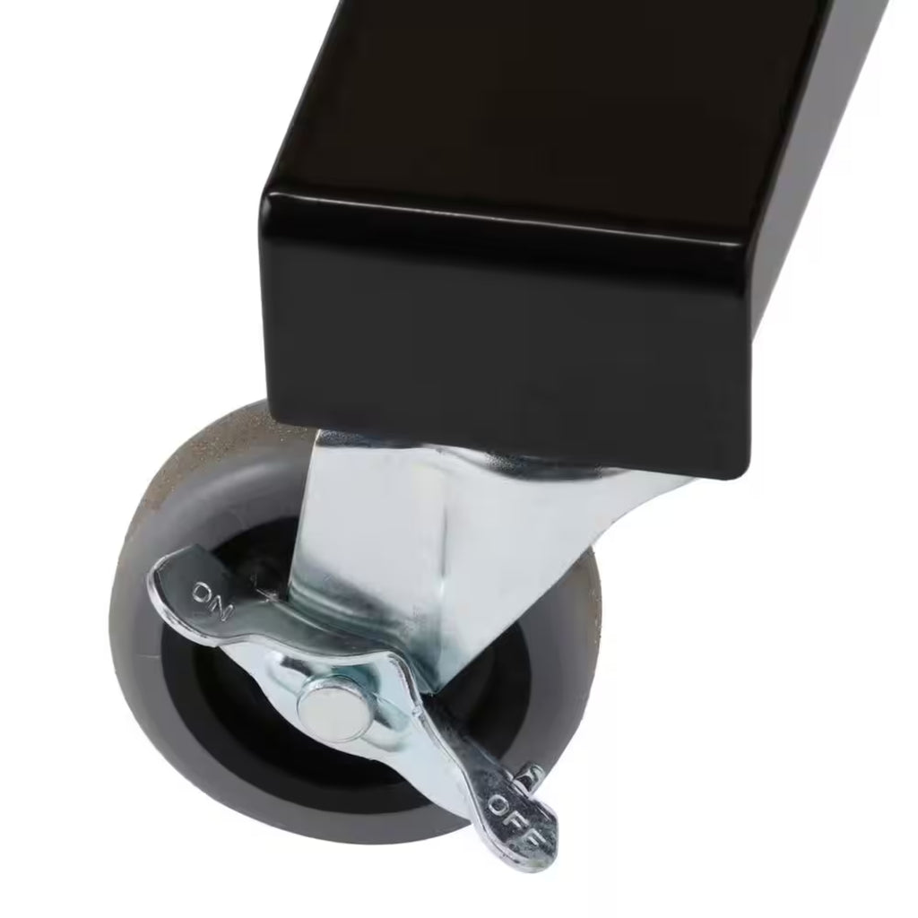 62 In. W X 24 In. D Adjustable Height Black Workbench Table with Solid Wood Top