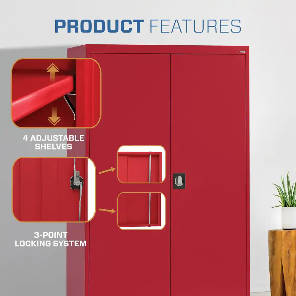 Elite Series 46 In. W X 72 In. H X 24 In. D 22-Gauge 5-Shelf Steel Freestanding Garage Storage Cabinet in Red