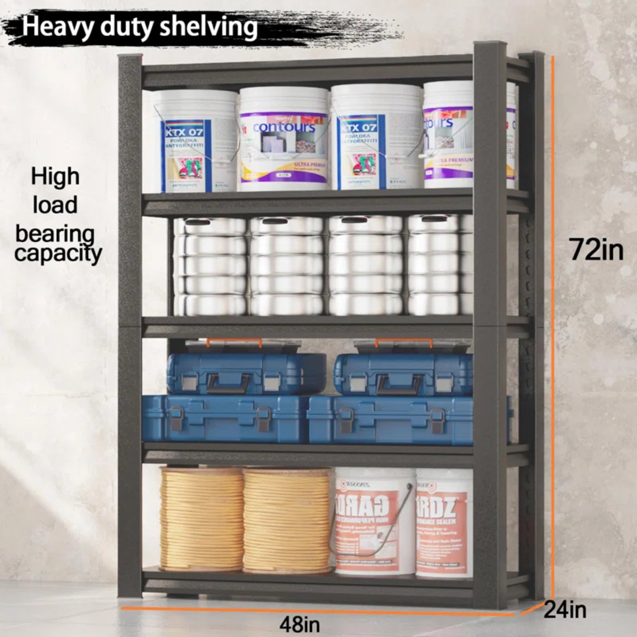 5-Tier Adjustable Heavy Duty Metal Shelving Unit for Garage Pantry Shelves