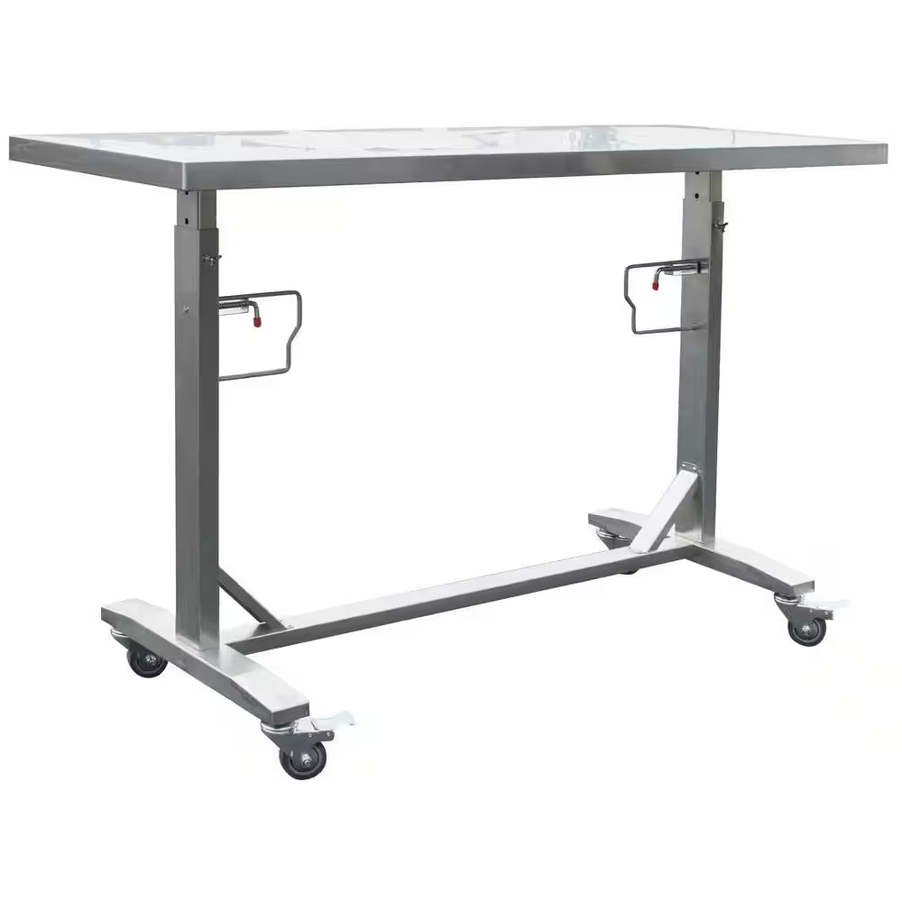 62 In. Stainless Steel Adjustable Work Table with Casters