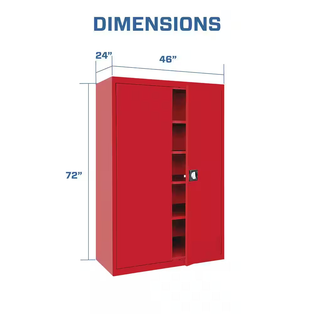 Elite Series 46 In. W X 72 In. H X 24 In. D 22-Gauge 5-Shelf Steel Freestanding Garage Storage Cabinet in Red