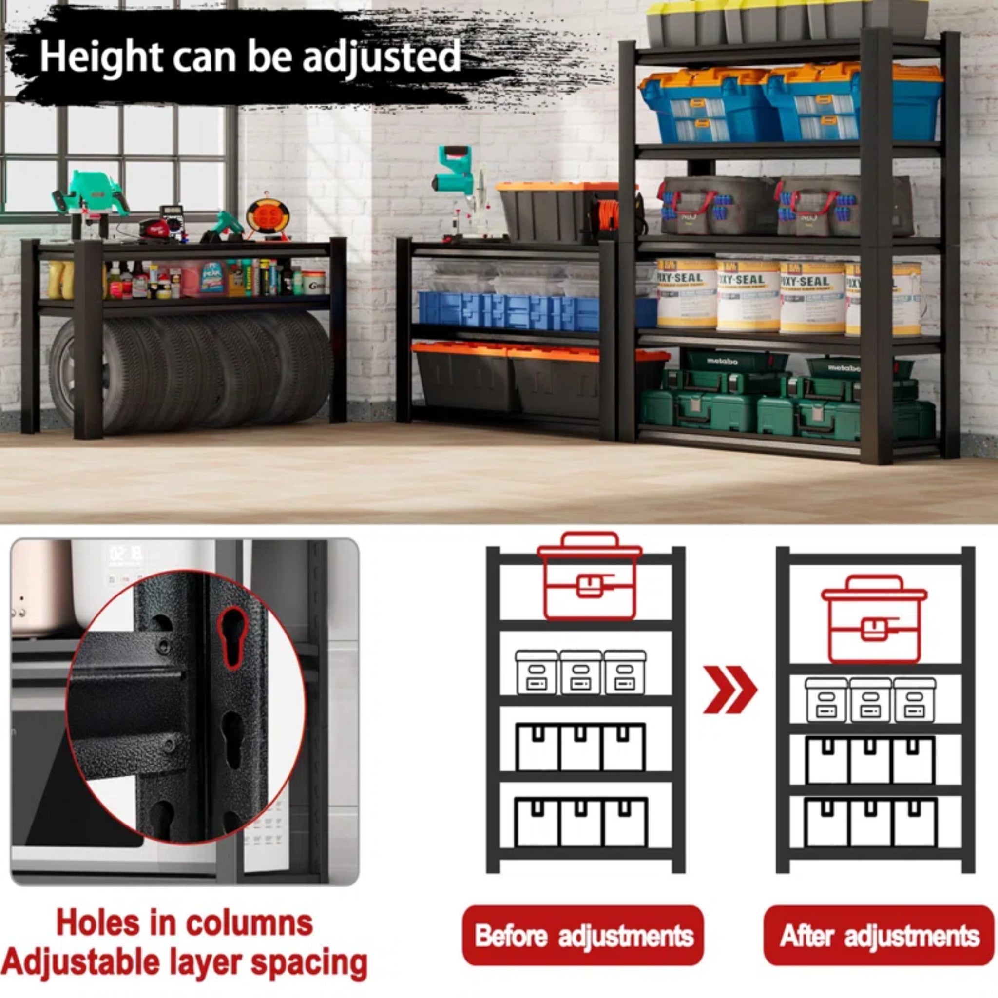 5-Tier Adjustable Heavy Duty Metal Shelving Unit for Garage Pantry Shelves