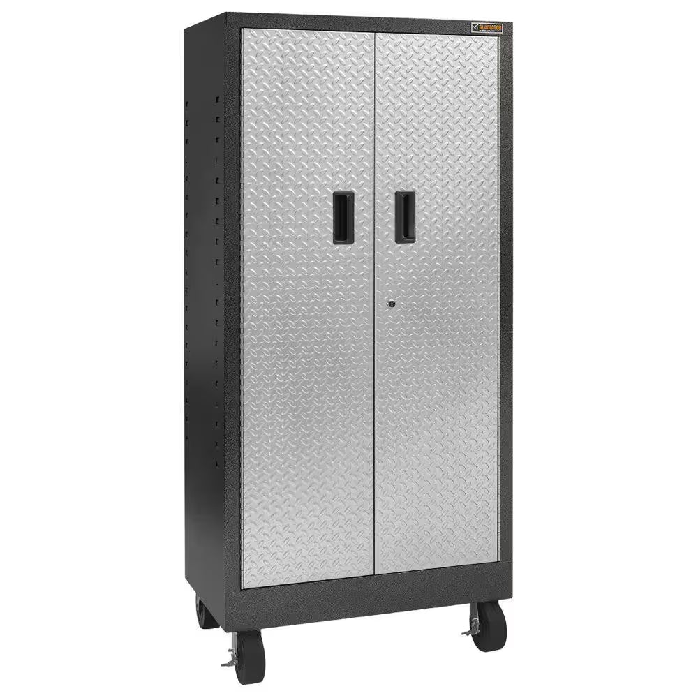 Premier Series Pre-Assembled Steel Freestanding Garage Cabinet in Silver with Casters (30 In. W X 65 In. H X 18 In. D)