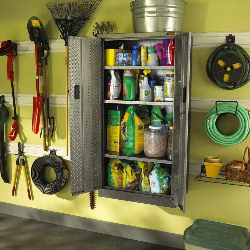 Premier Series Pre-Assembled Steel Freestanding Garage Cabinet in Silver with Casters (30 In. W X 65 In. H X 18 In. D)