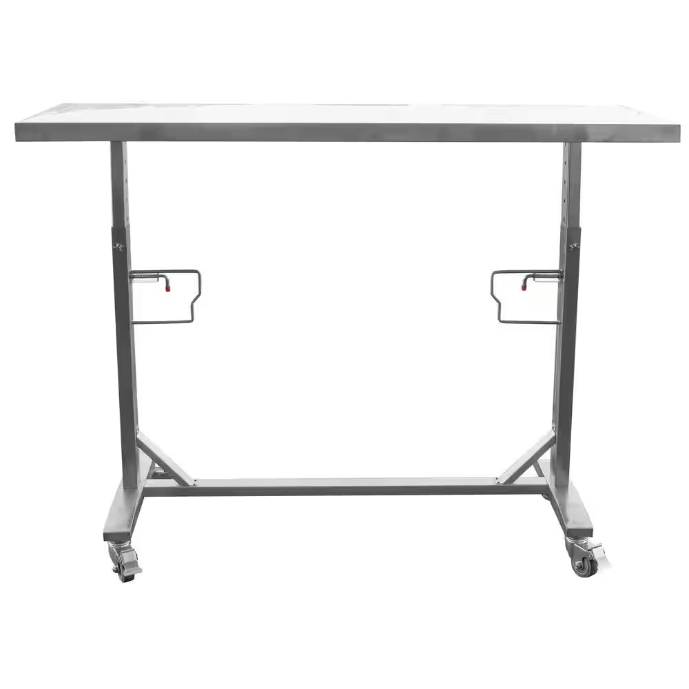 62 In. Stainless Steel Adjustable Work Table with Casters