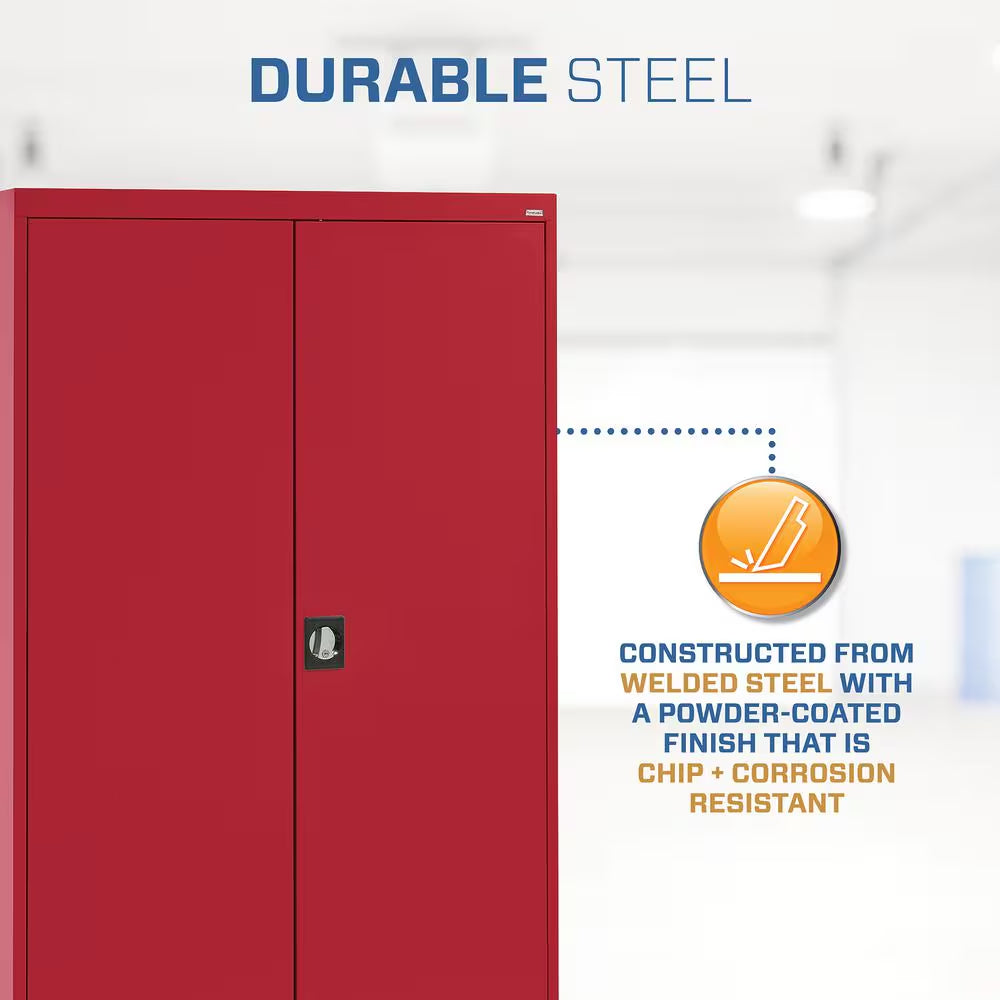 Elite Series 46 In. W X 72 In. H X 24 In. D 22-Gauge 5-Shelf Steel Freestanding Garage Storage Cabinet in Red