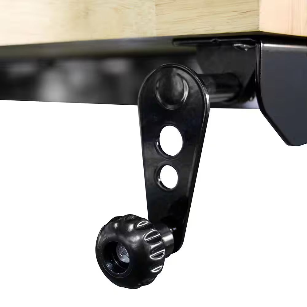 72 In. W X 24 In. D Adjustable Height Black Worktable with Solid Wood Top