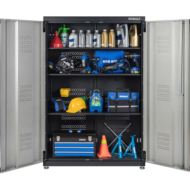 48-In W X 72-In H X 18.5-In D Freestanding Steel Garage Cabinet in Silver