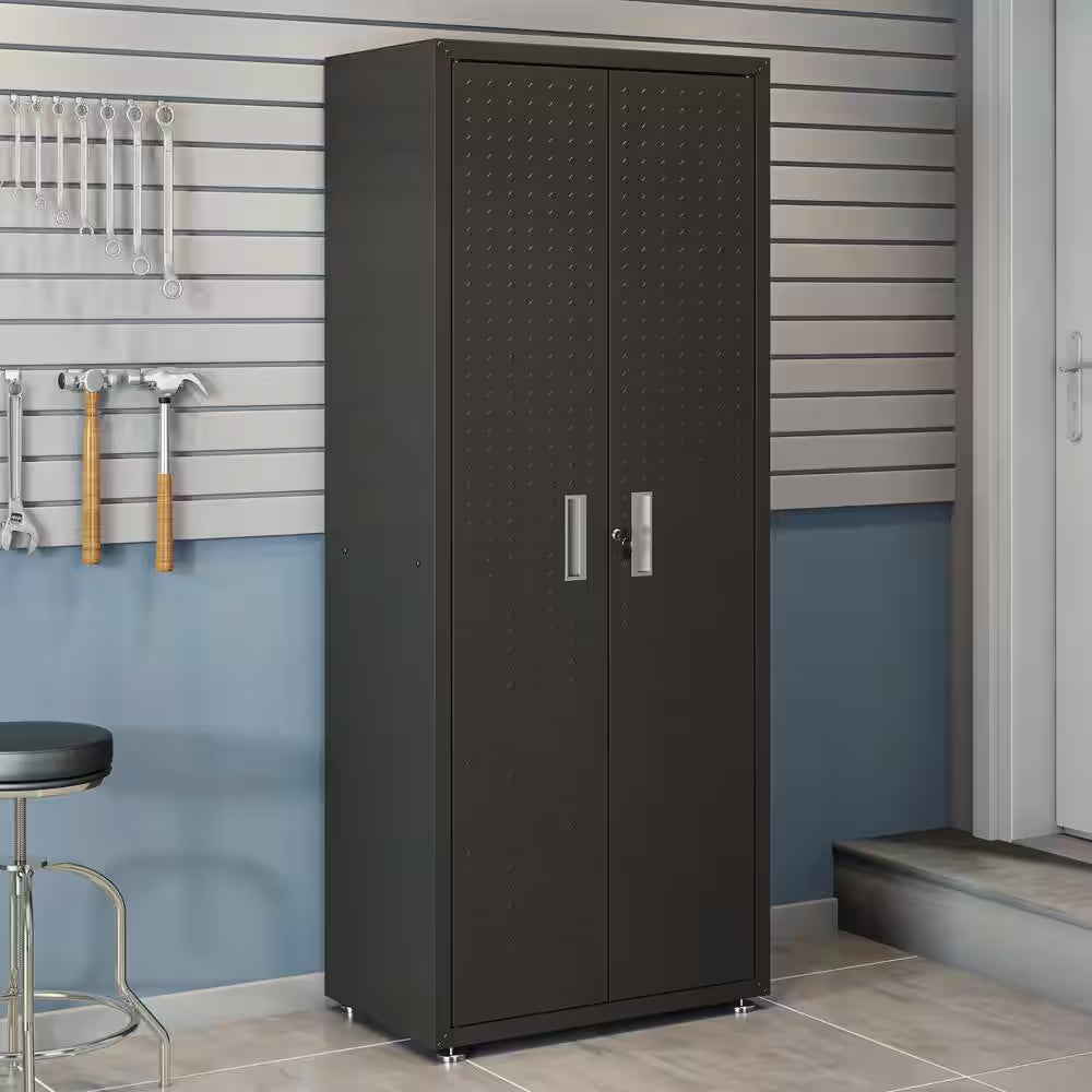 Fortress 30.3 In. W X 74.8 In. H X 18.2 In. D 4-Shelf Metal Freestanding Garage Cabinet in Charcoal Grey