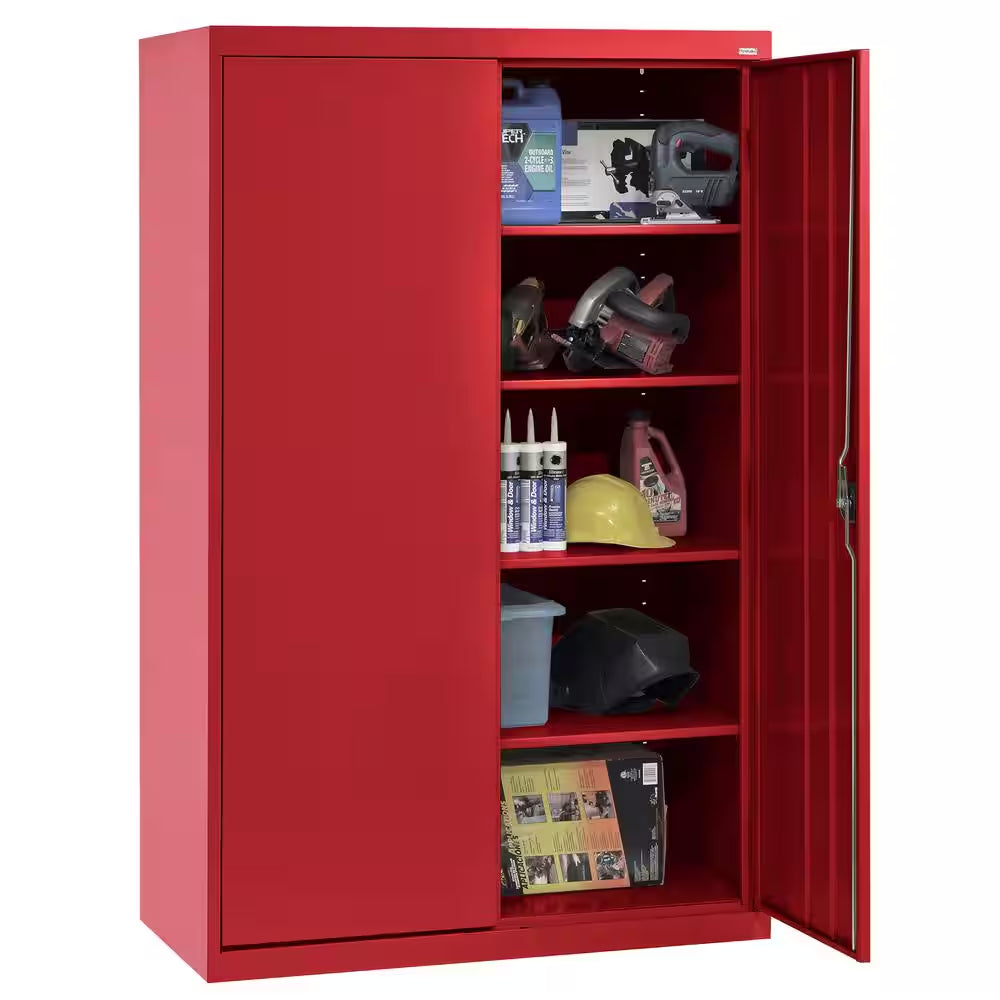 Elite Series 46 In. W X 72 In. H X 24 In. D 22-Gauge 5-Shelf Steel Freestanding Garage Storage Cabinet in Red